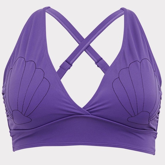 🆕 Disney The Little Mermaid Ariel Shell Purple Wireless Triangle Bikini Top 1Xl - Picture 3 of 10